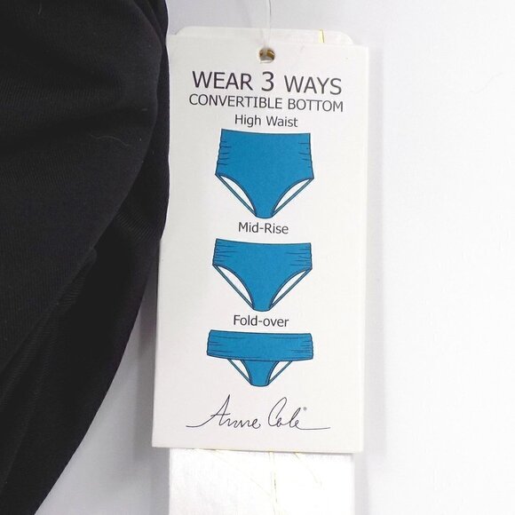 Anne Cole Bikini Bottoms Plus Size 16W High Waist Full Coverage Black - Picture 5 of 6